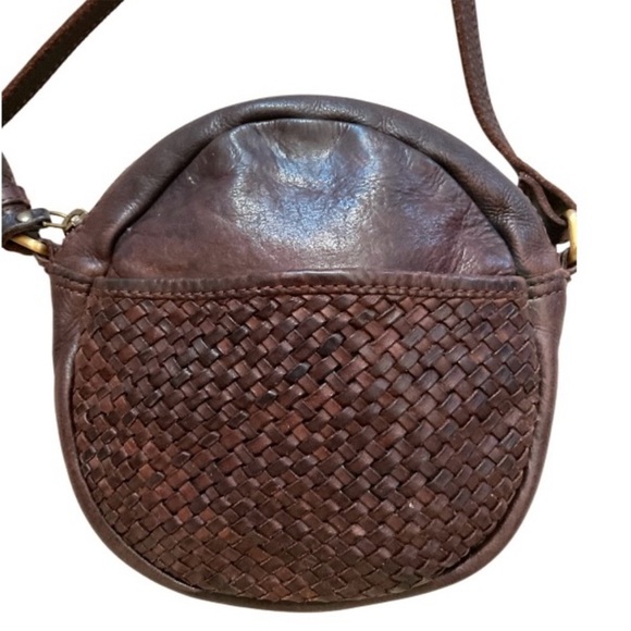 Marta Ponti Brown Woven Distressed Leather Crossbody Bag - Picture 1 of 8